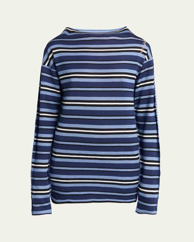 Stripe Wool Boat-Neck Sweater